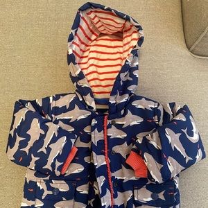 Baby Boden cotton lined shark puffer; size 12-18 months